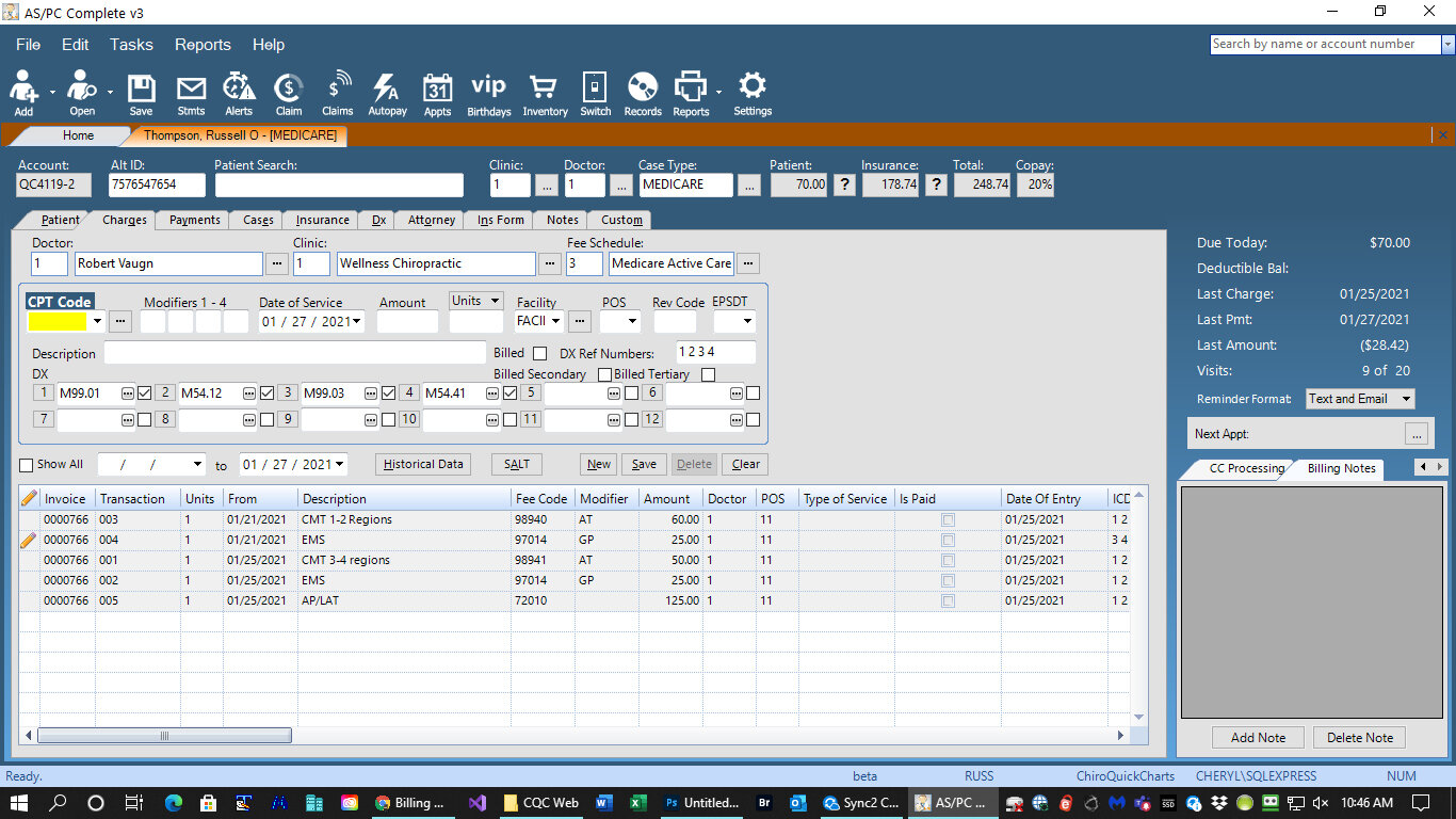 Practice Management Billing System | Chiro Quick Charts